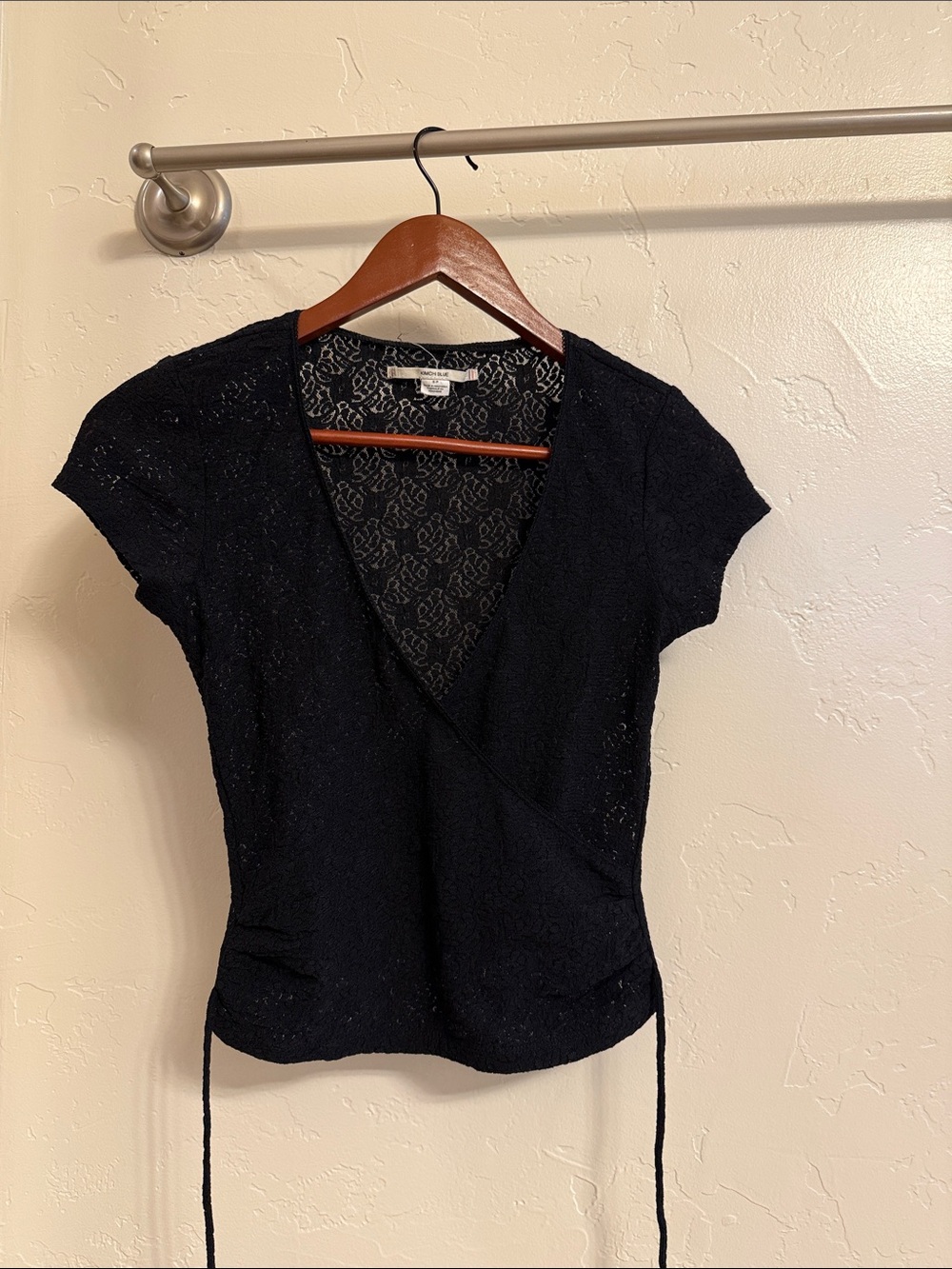 Kimchi Blue Black Lace Wrap Blouse